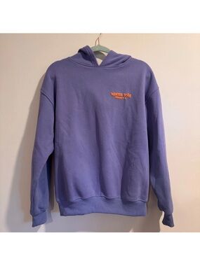 White Fox Boutique Lavender Crewneck Hoodie with Orange Logo